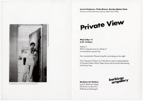 Laurie Anderson, Trisha Brown, Gordon Matta-Clark