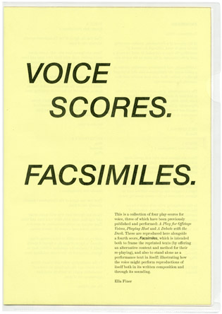 Voice Scores. Facsimiles.