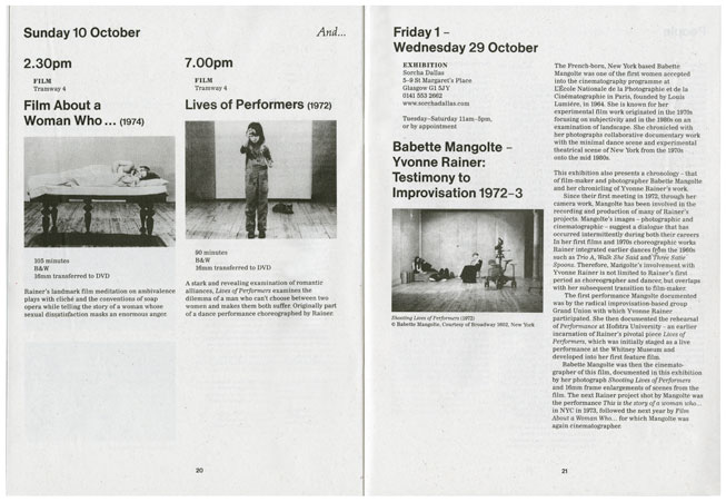 Yvonne Rainer: Dance and Film